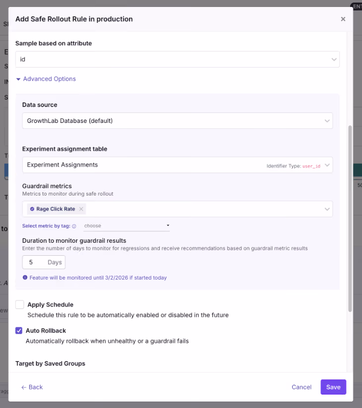 GrowthBook Safe Rollouts