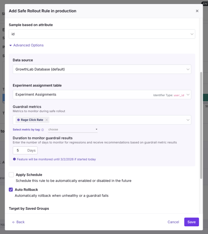 GrowthBook Safe Rollouts