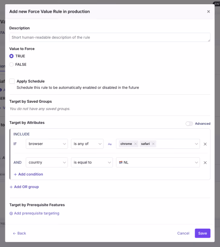 GrowthBook Force Value Rule