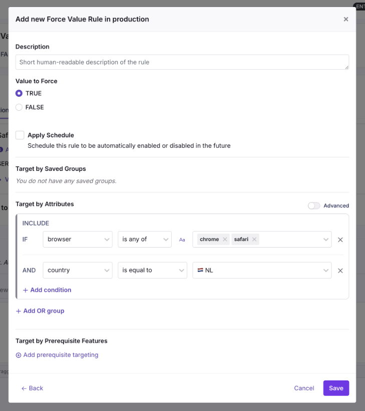GrowthBook Force Value Rule