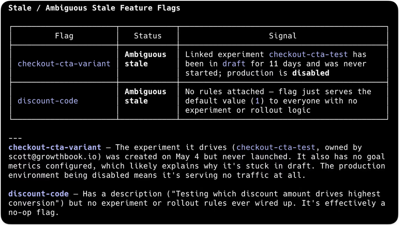 GrowthBook stale flag cleanup GitHub skill