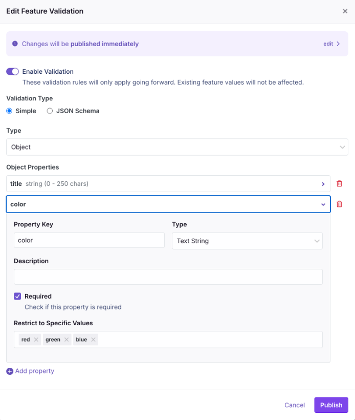 JSON Schema validation in GrowthBook