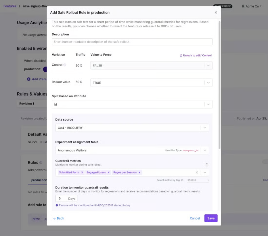 Safe Rollouts in GrowthBook