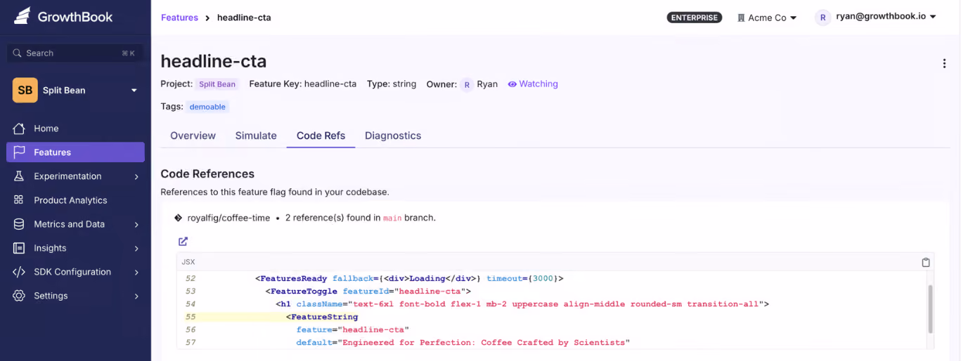 GrowthBook Code References