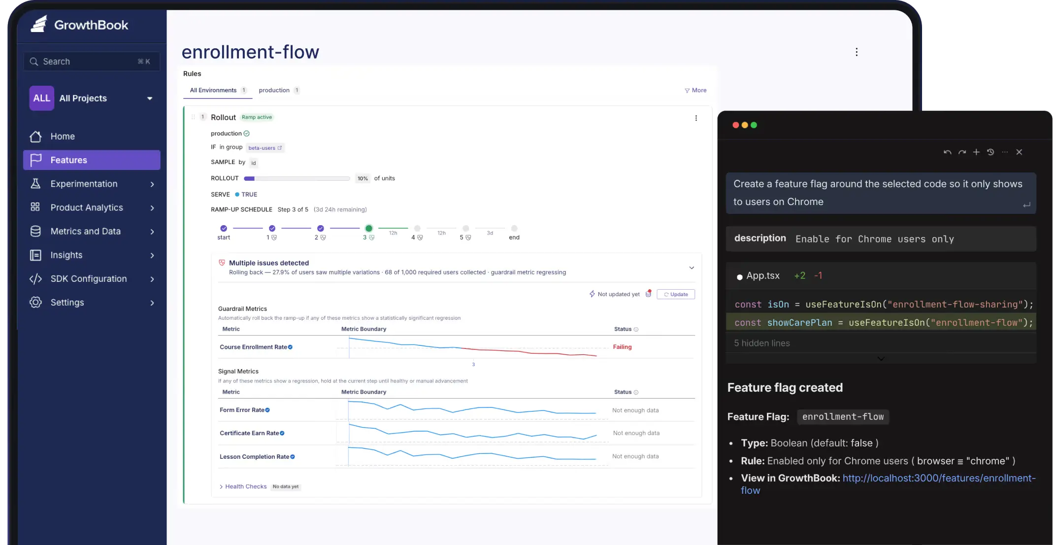 Create a flag from GrowthBook or via AI prompt