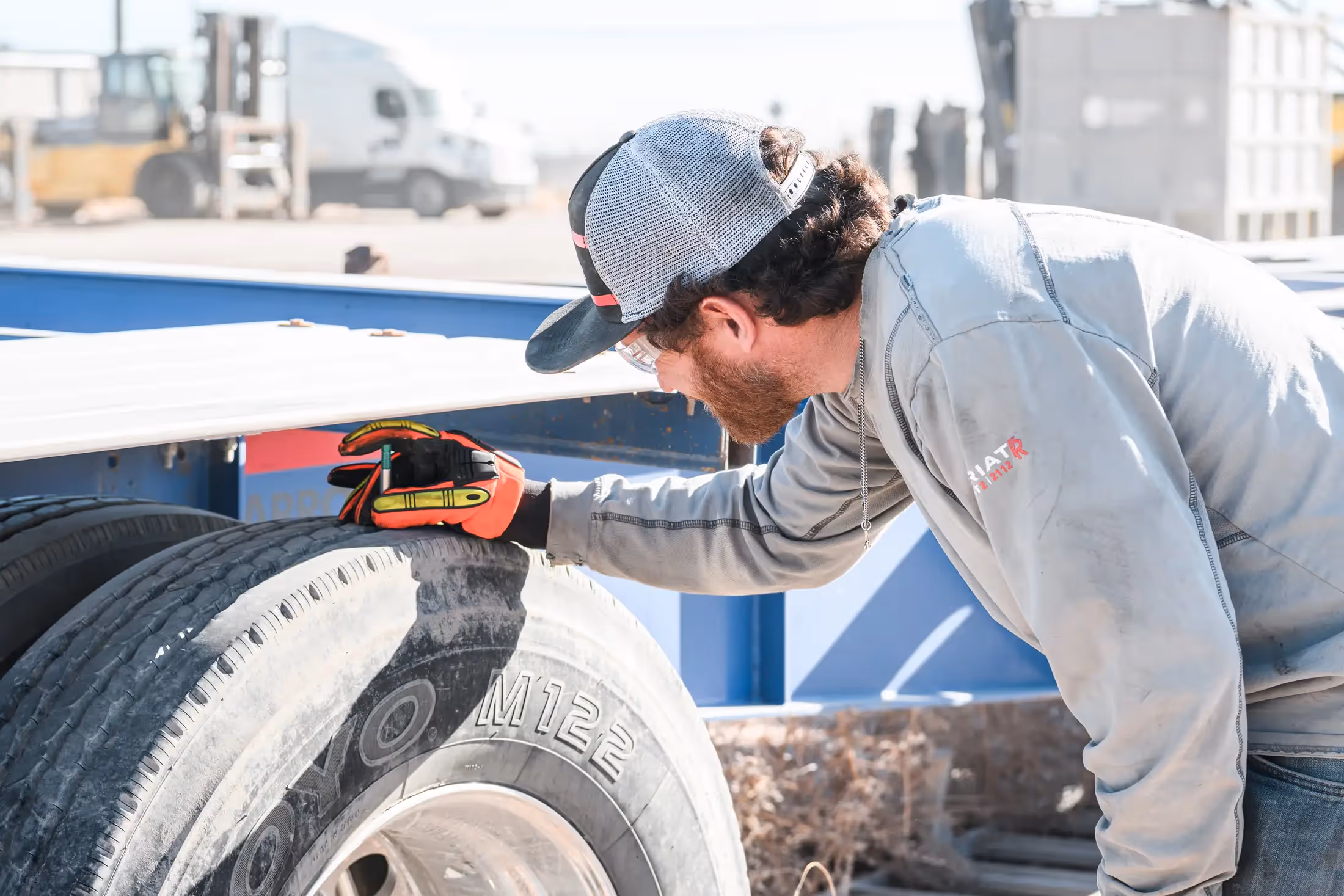 Diesel mechanic performing DOT inspection in Odessa, TX