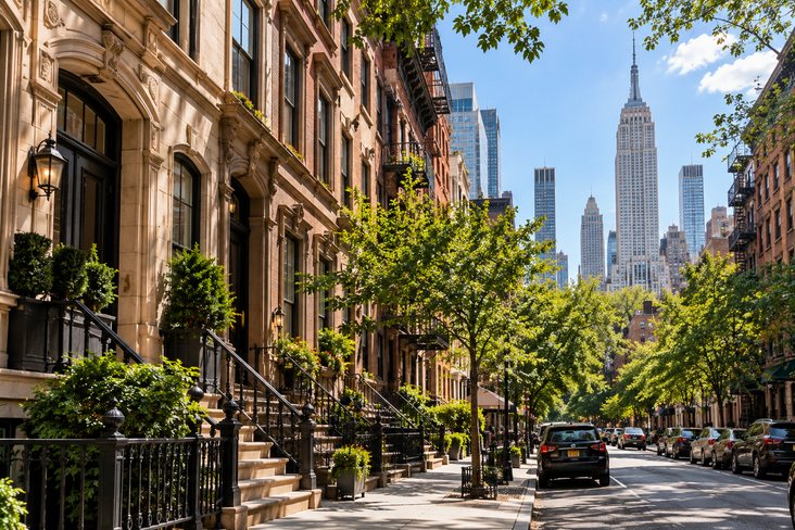 Manhattan street with the Empire State Building