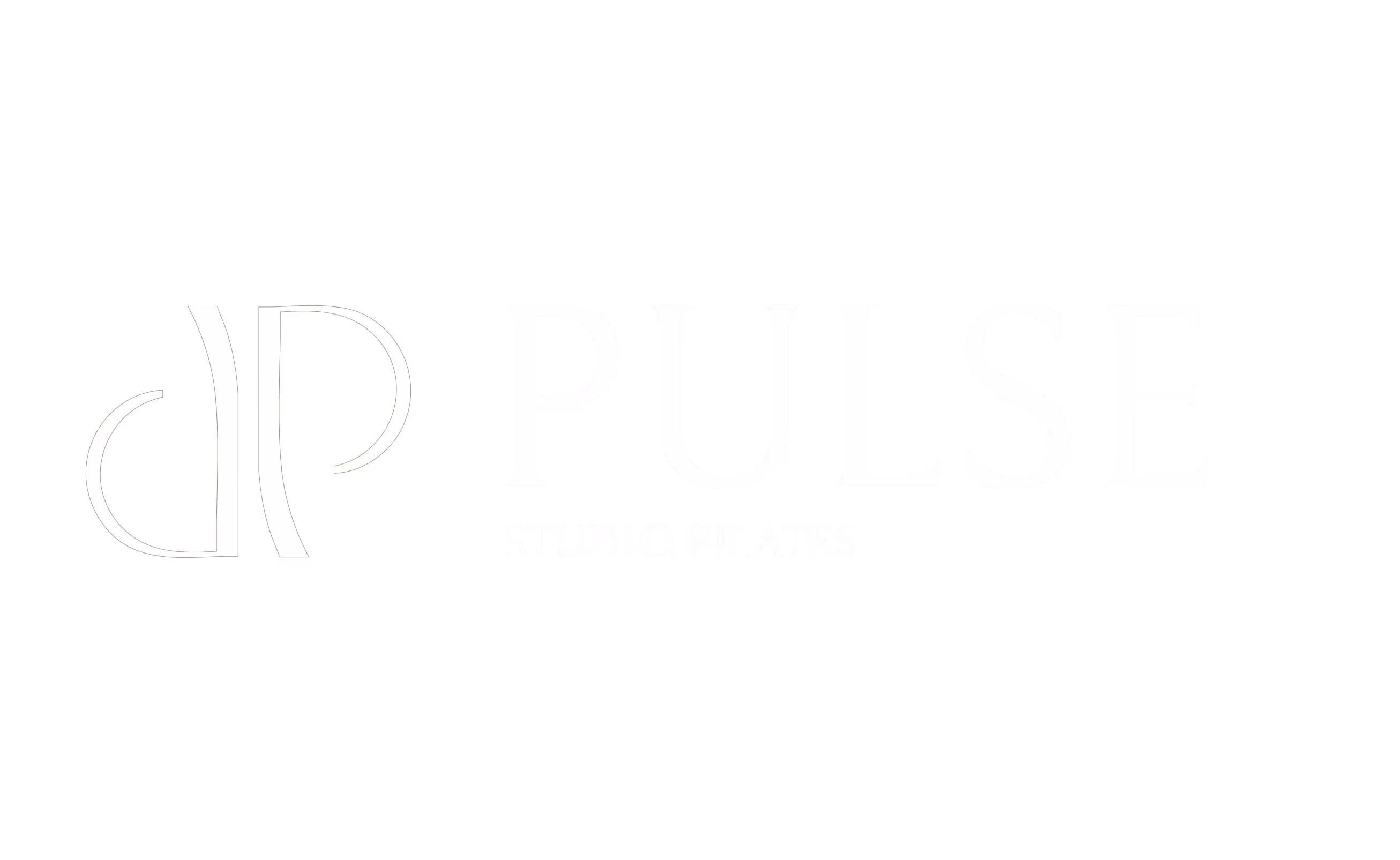 Logo de Pulse Studio Pilates avec un style typographique blanc sur fond noir.