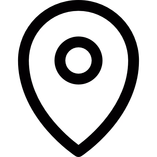 Icône de localisation en forme de goutte avec un cercle au centre.