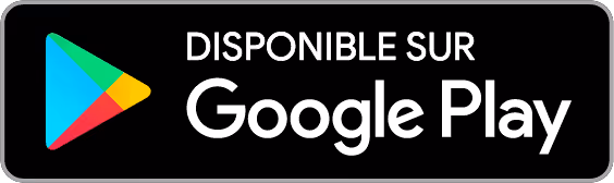 Bouton noir avec logo coloré Google Play et texte blanc disant disponible sur Google Play.