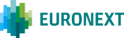 Logo Euronext avec des barres verticales bleues et vertes en dégradé à gauche du texte.