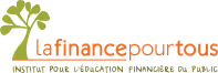 Logo de la finance pour tous avec un arbre vert et un texte orange et noir.