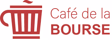 Logo du Café de la Bourse avec une tasse stylisée et texte rouge.