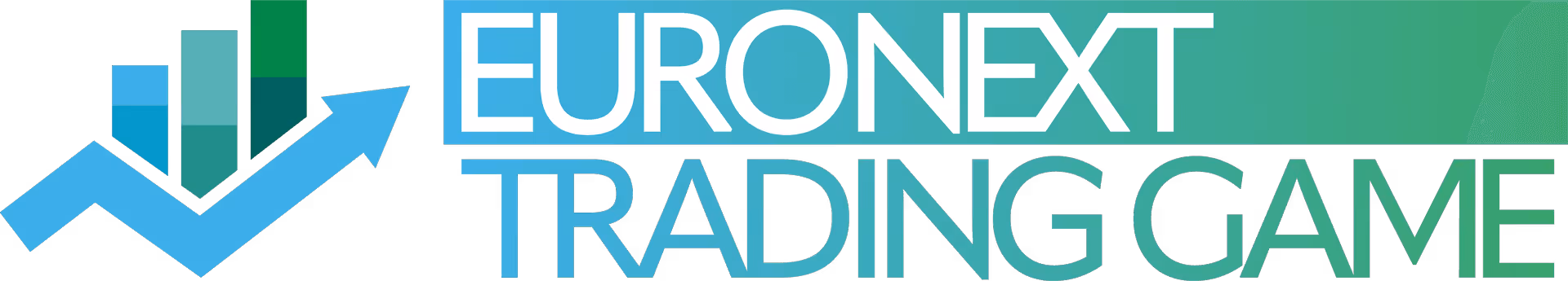 Logo montrant un graphique à barres vertes et une flèche bleue montante avec texte EURONEXT TRADING GAME.