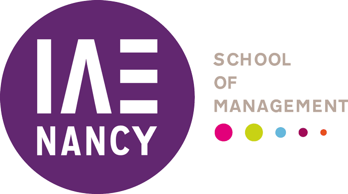 Logo de l'IAE Nancy, école de management avec cercles rouges, verts, bleus, et orange.