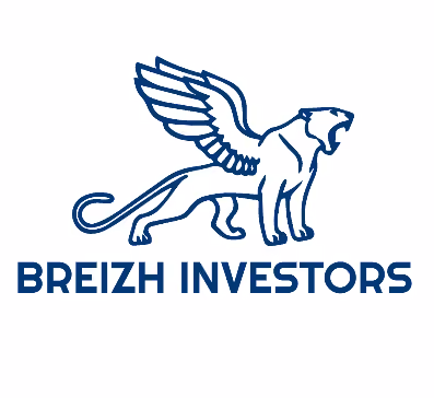 Logo de Breizh Investors avec un griffon rugissant stylisé en bleu.
