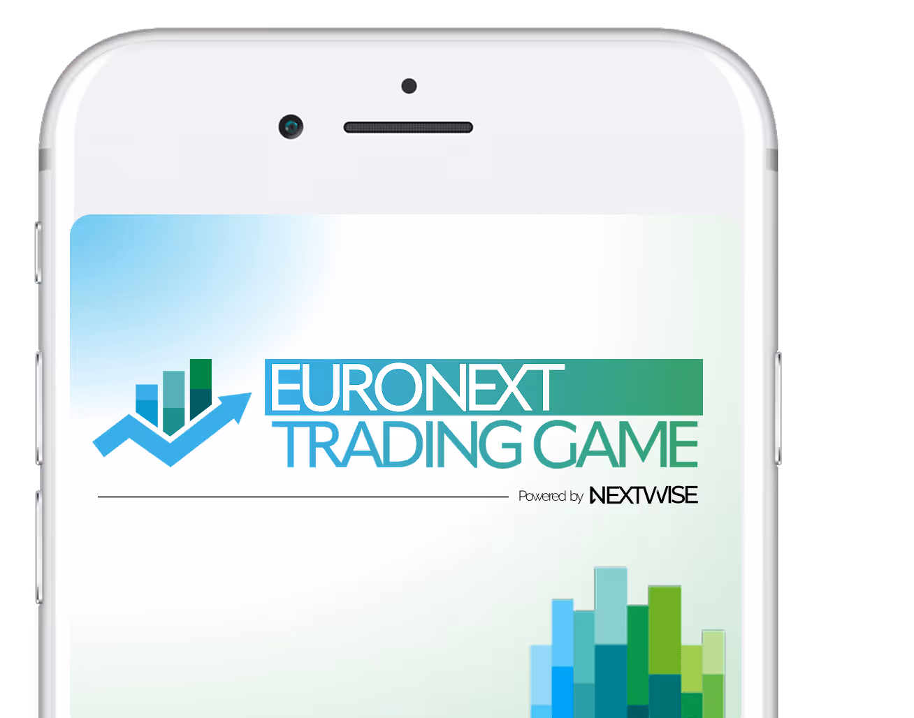Logo du jeu de trading Euronext avec un graphique à barres et une flèche ascendante.