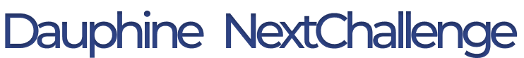 Logo avec le texte Dauphine NextChallenge en bleu foncé sur fond blanc.