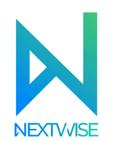 Logo coloré bleu et vert avec les lettres stylisées N et W, texte Nextwise en dessous.
