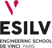 Logo ESILV École d'ingénieurs avec un symbole rose au-dessus du texte.