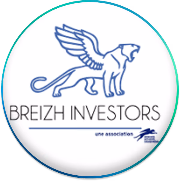 Logo de Breizh Investors avec une créature ailée rugissante et le texte une association.