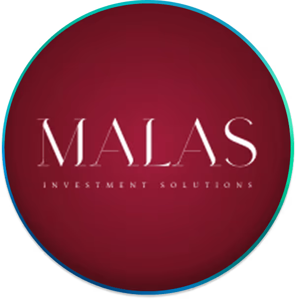 Logo de MALAS avec le texte Solutions d'Investissement sur fond rond bordeaux.