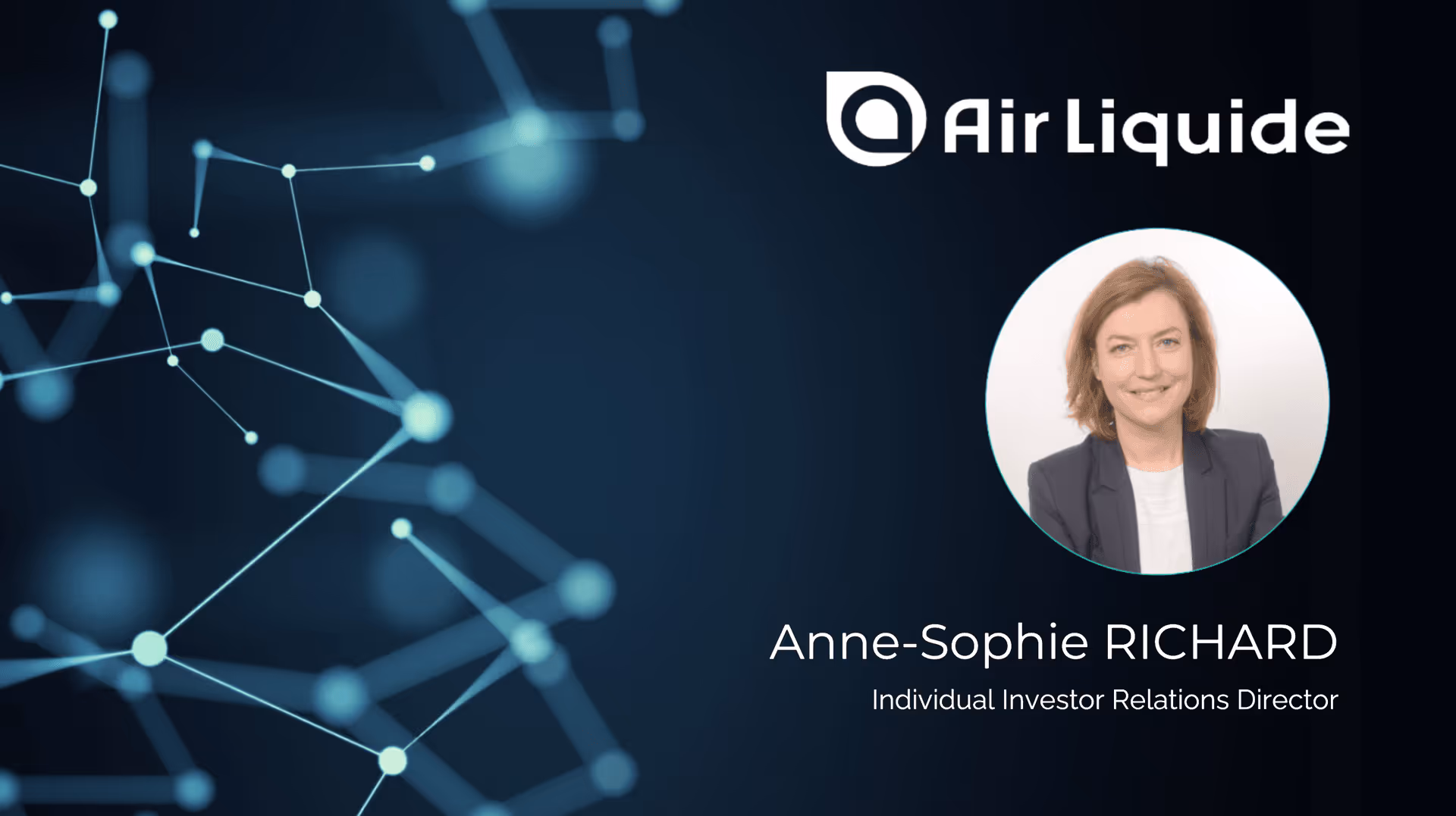 Portrait professionnel d'Anne-Sophie Richard, directrice des relations investisseurs individuels chez Air Liquide.