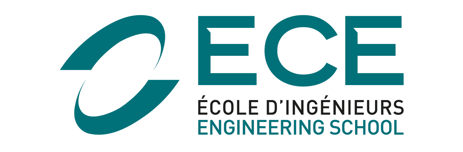 Logo de l'école d'ingénieurs ECE avec un symbole circulaire stylisé à gauche.