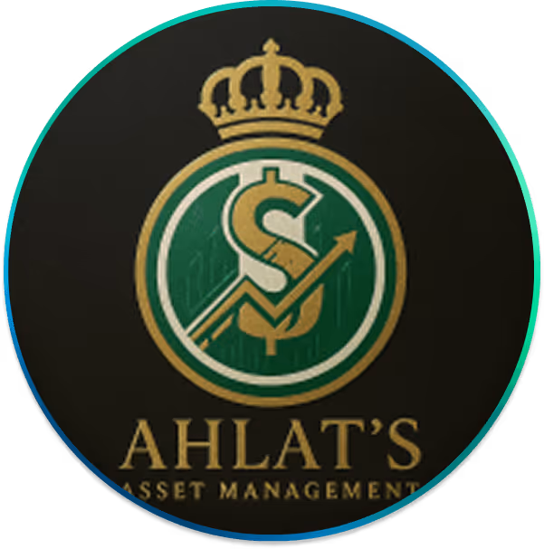 Logo d'Ahlat’s Asset Management avec un S doré couronné et une flèche ascendante verte.