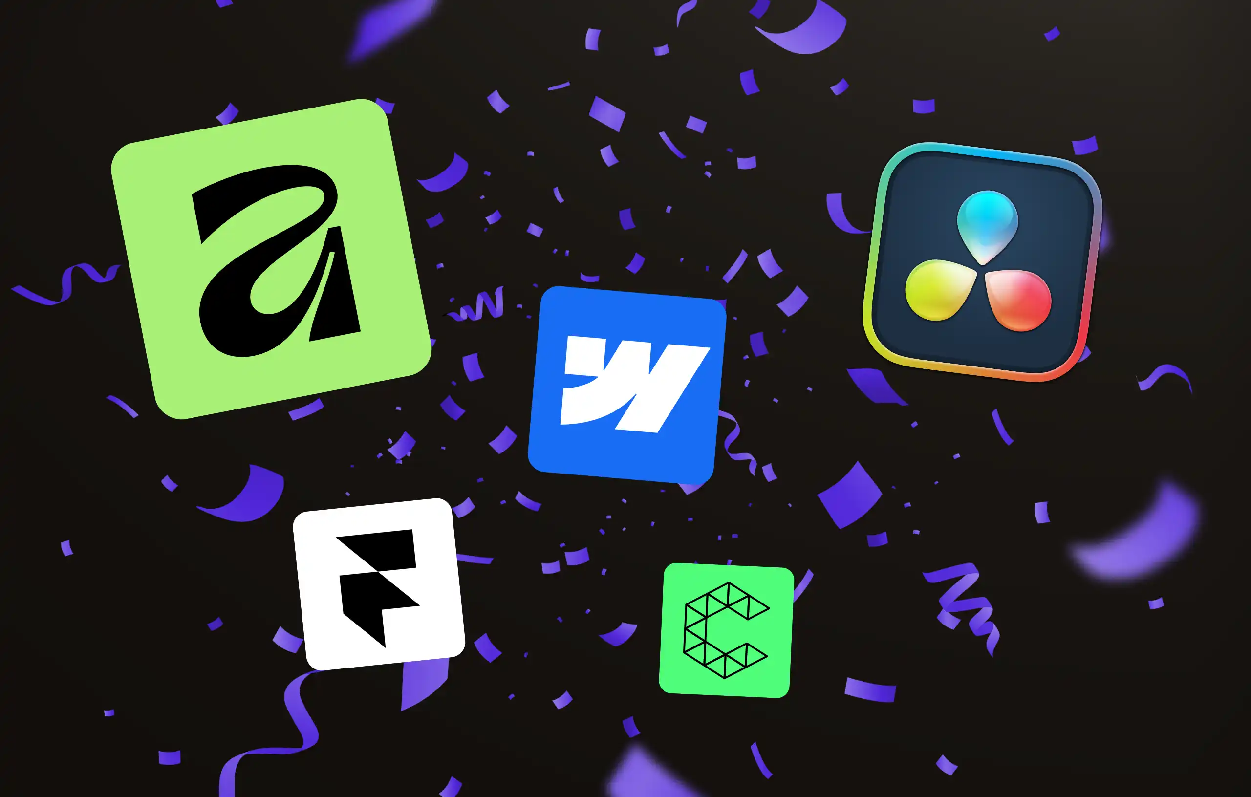 Image montrant les logos de plusieurs logiciels créatifs modernes utilisé par des agence professionnelles