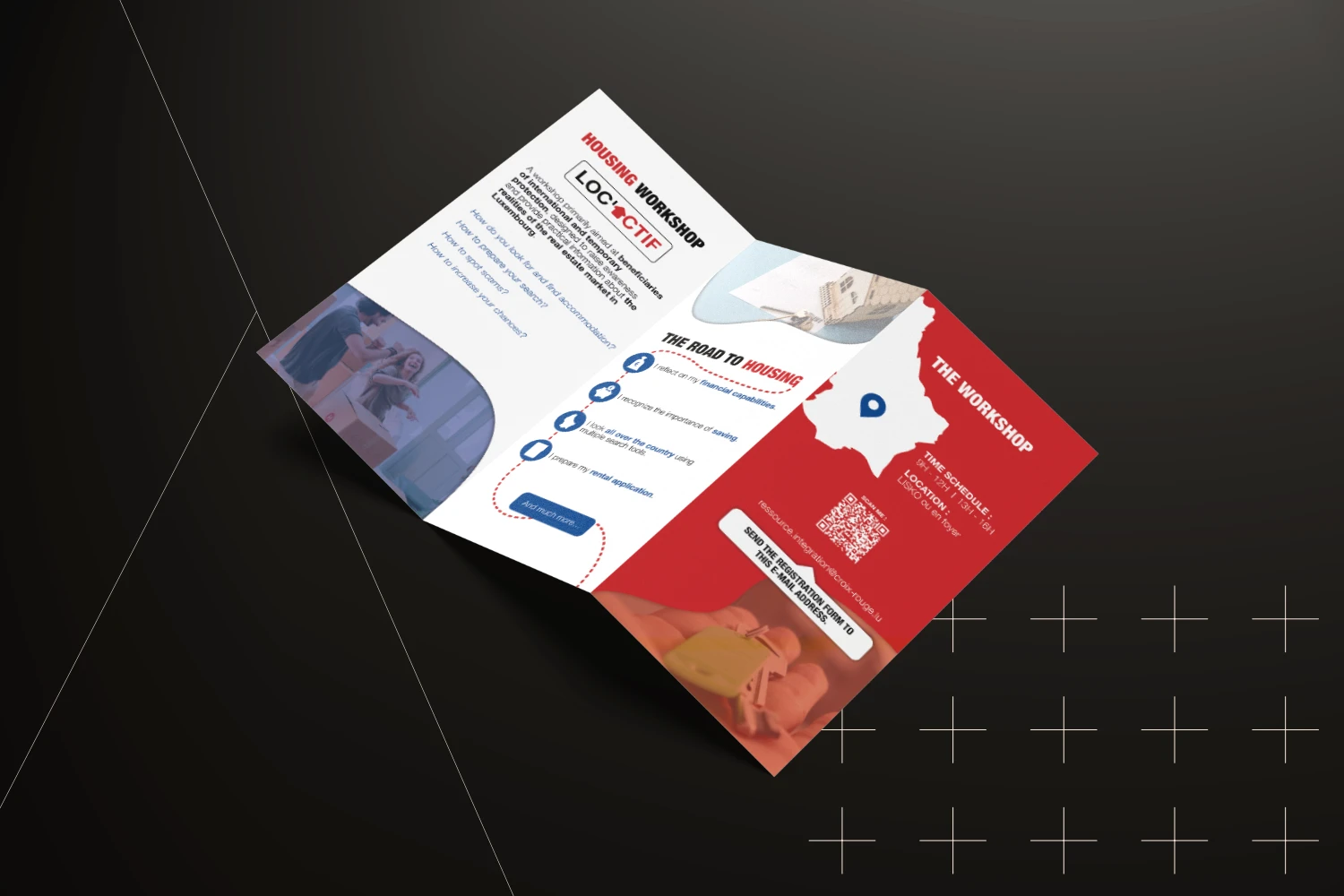 Flyer A4 trifold pour la croix rouge luxembourgeoise vue face intérieure