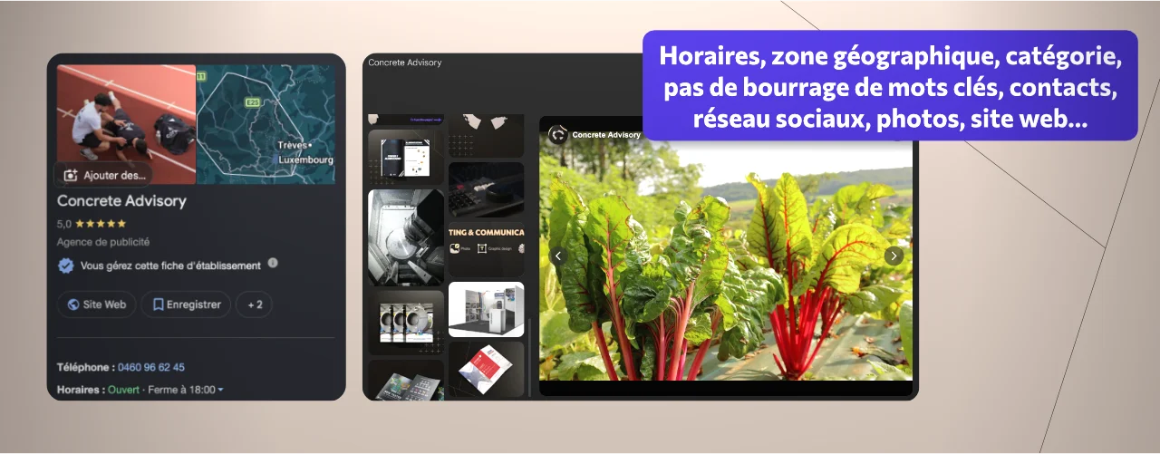 Exemple de fiche établissement google bien remplie