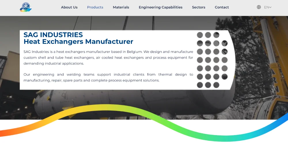 aperçu de la homepage du site web industriel de SAG