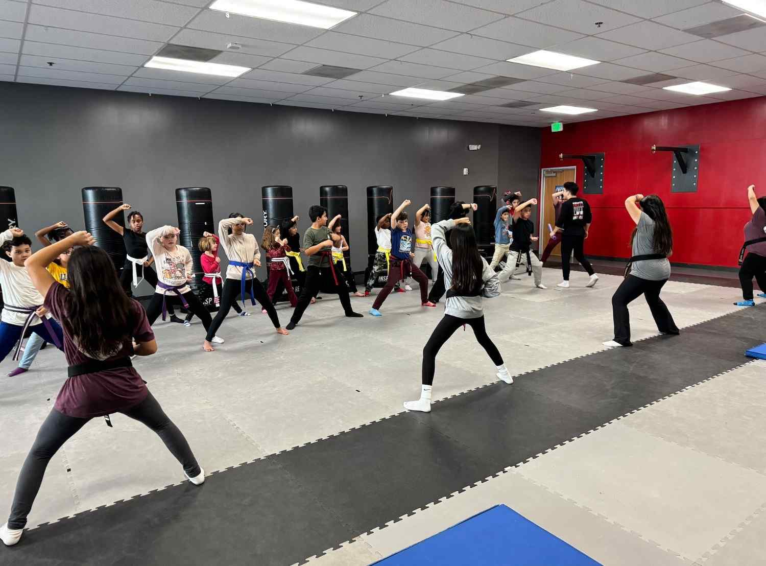 students doing drills for self defense classes