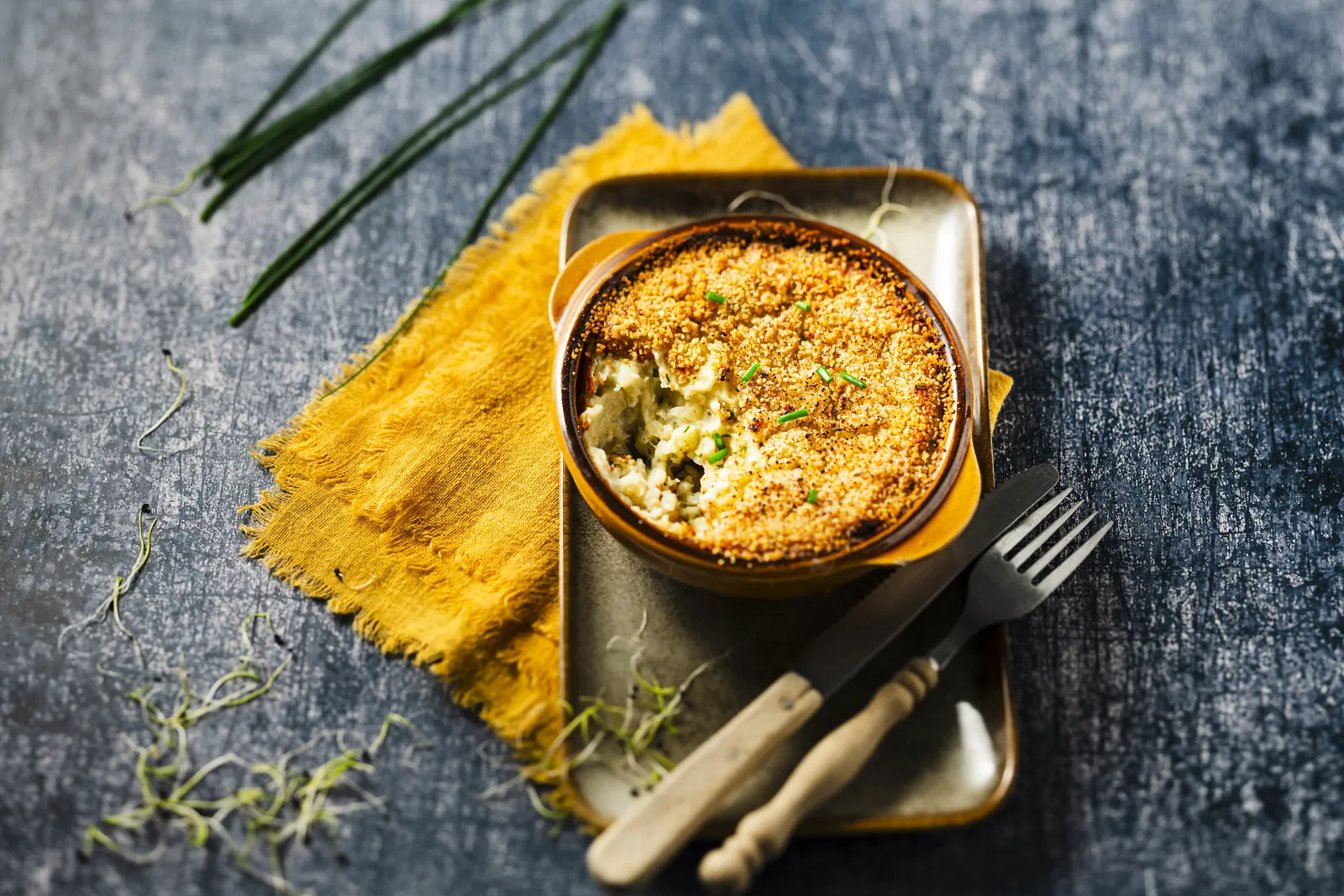 Brandade de morue parmentier à l'huile d'olive et aux fines herbes