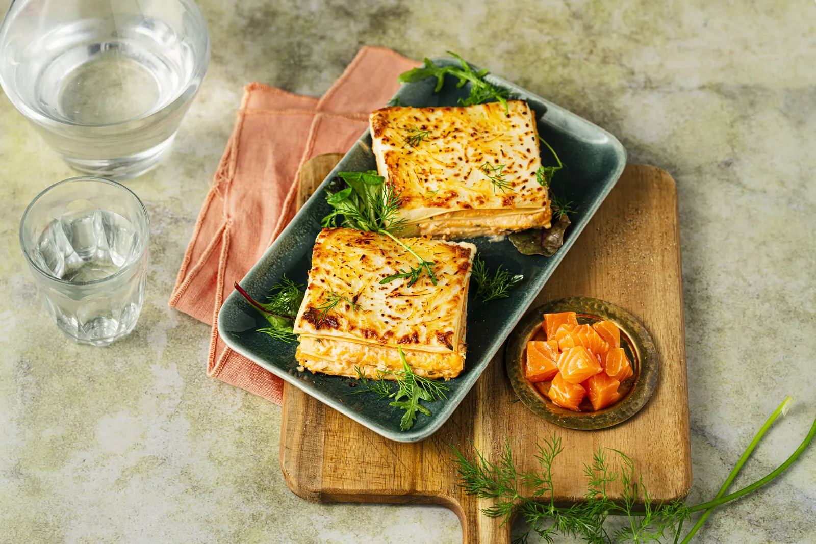 Lasagnes individuelles au saumon