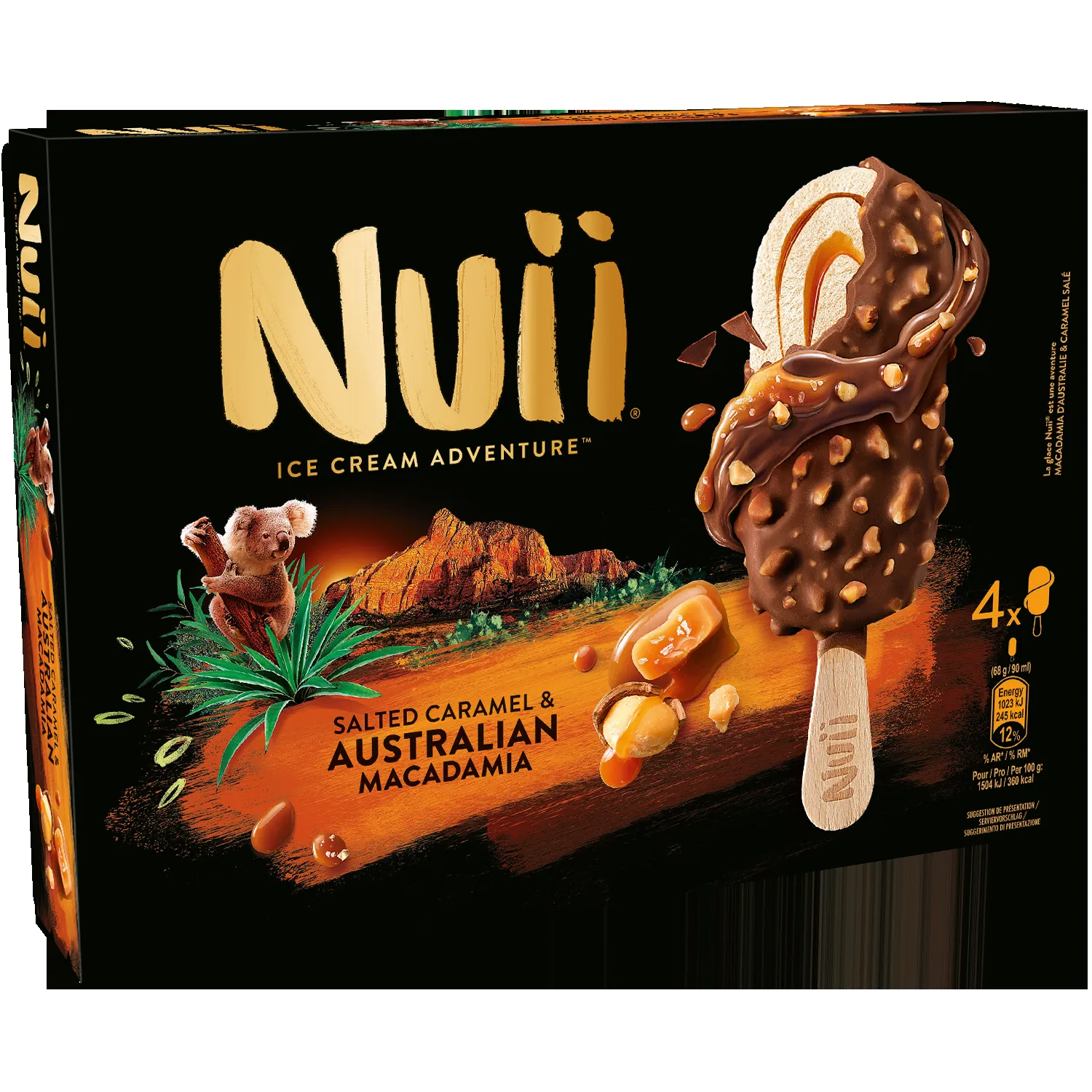 Nuii Caramel beurre salé et Noix de Macadamia d’Australie