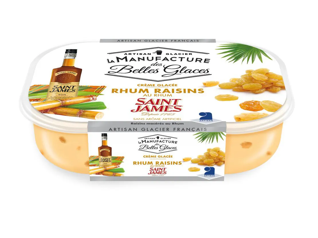 Crème glacée raisins macérés au rhum Saint-James