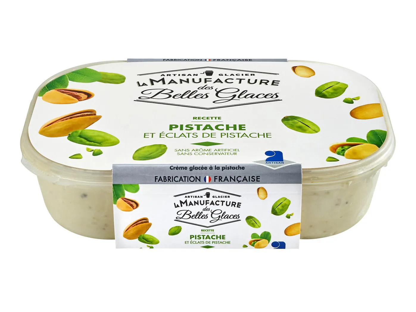 Crème glacée pistache et éclats de pistache