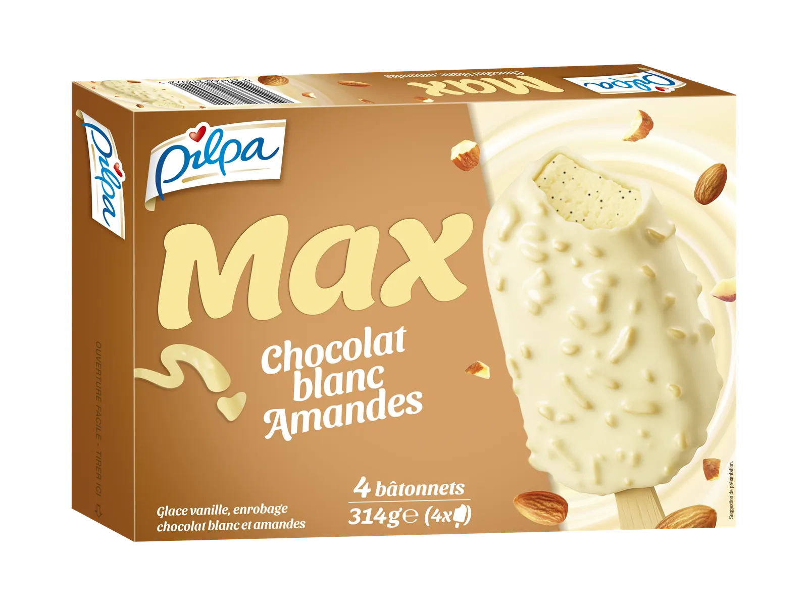 Max vanille chocolat blanc amandes