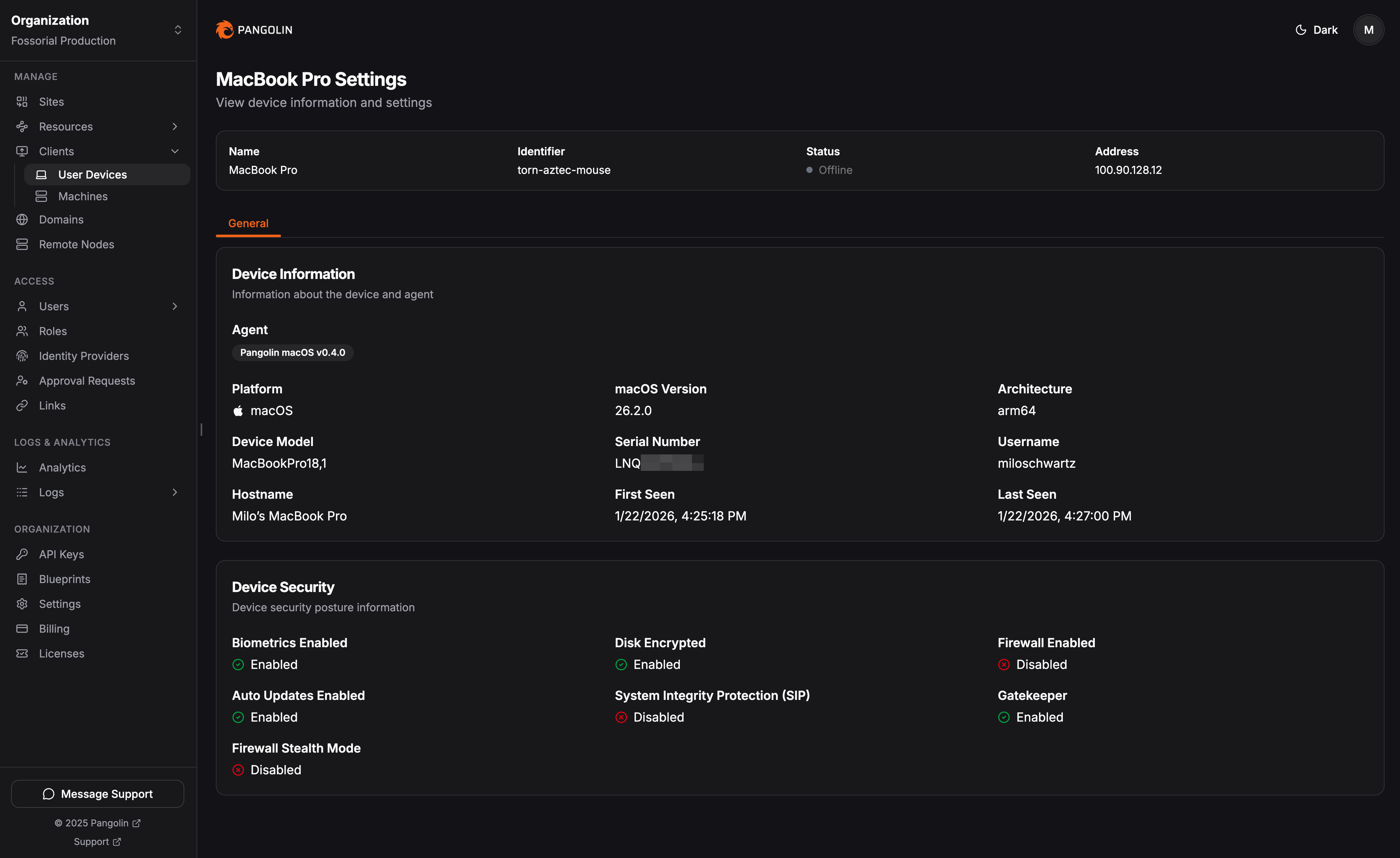 Device information and posture