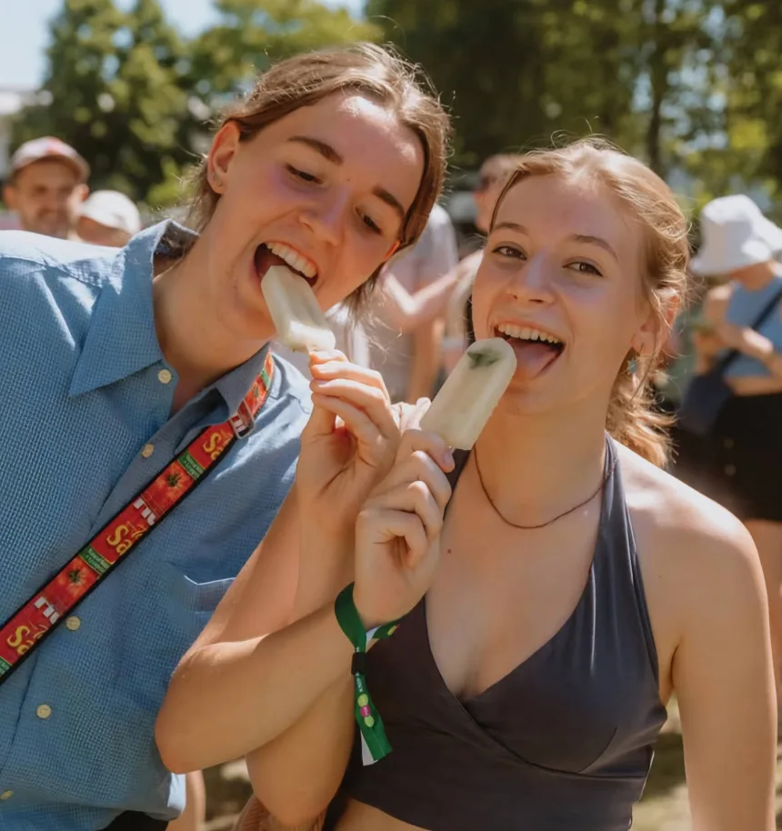 Klanten genieten van hun Lookin'ice icepop