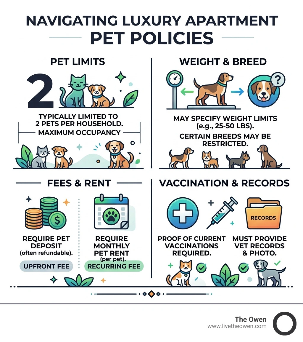 Comparison of common pet policies in luxury urban apartments - apartments for rent that are pet friendly infographic Comparison of common pet policies in luxury urban apartments - apartments for rent that are pet friendly infographic