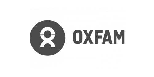 Oxfam logo with the word 'Oxfam' in bold uppercase and a stylized eye symbol inside a square on the left.