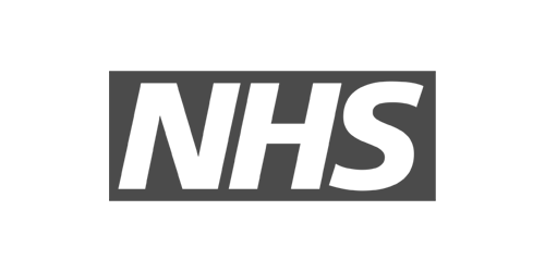 NHS logo with the letters 'NHS' in bold white font on a dark rectangular background.
