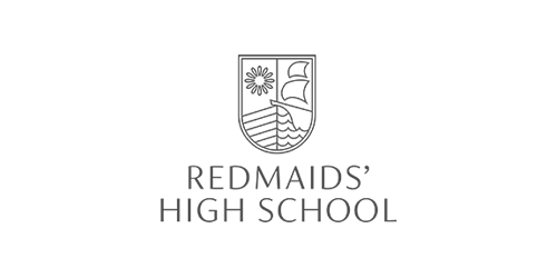 Logo with text 'The Red Maids' in stylized font.