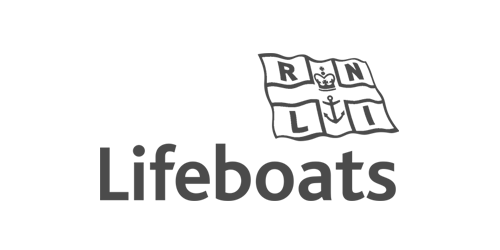 RNLI with lifebuoy icon on right side.