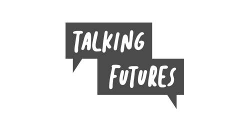 Illustration of two stylized speech bubbles facing each other, representing communication or conversation.