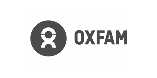 Oxfam logo with a stylized human figure inside a circle next to the text 'OXFAM'.