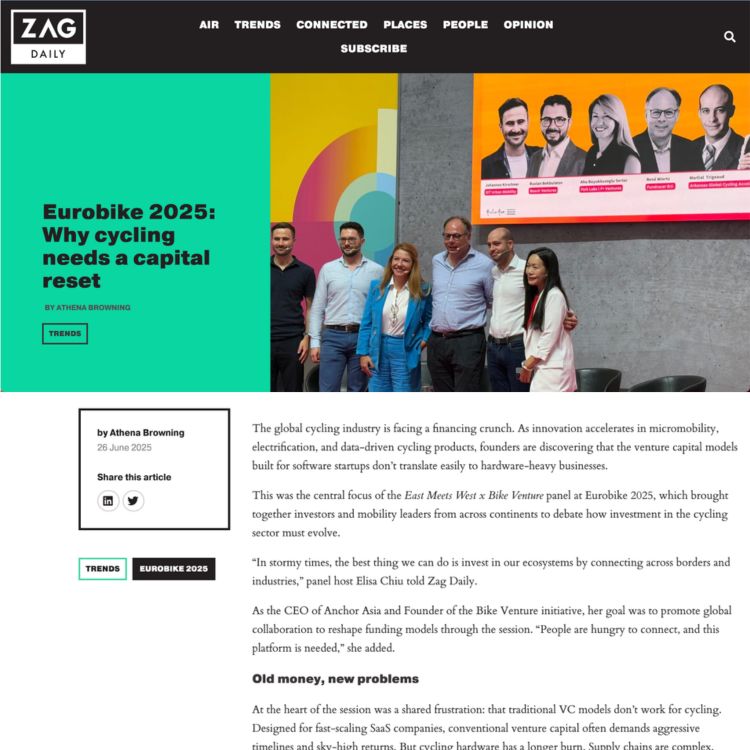 Zag Daily Mobility Cycling Innovation Startup Investor